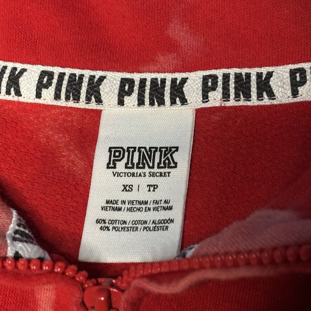 Victoria’s Secret PINK 1/4 Zip Sweatshirt Pullover Red Gold Women's Size XS - Picture 3 of 6